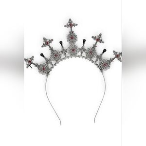 DollsKill Gothic Cross Crown - Widow Style - Black & Red Rhinestone Headpiece -
